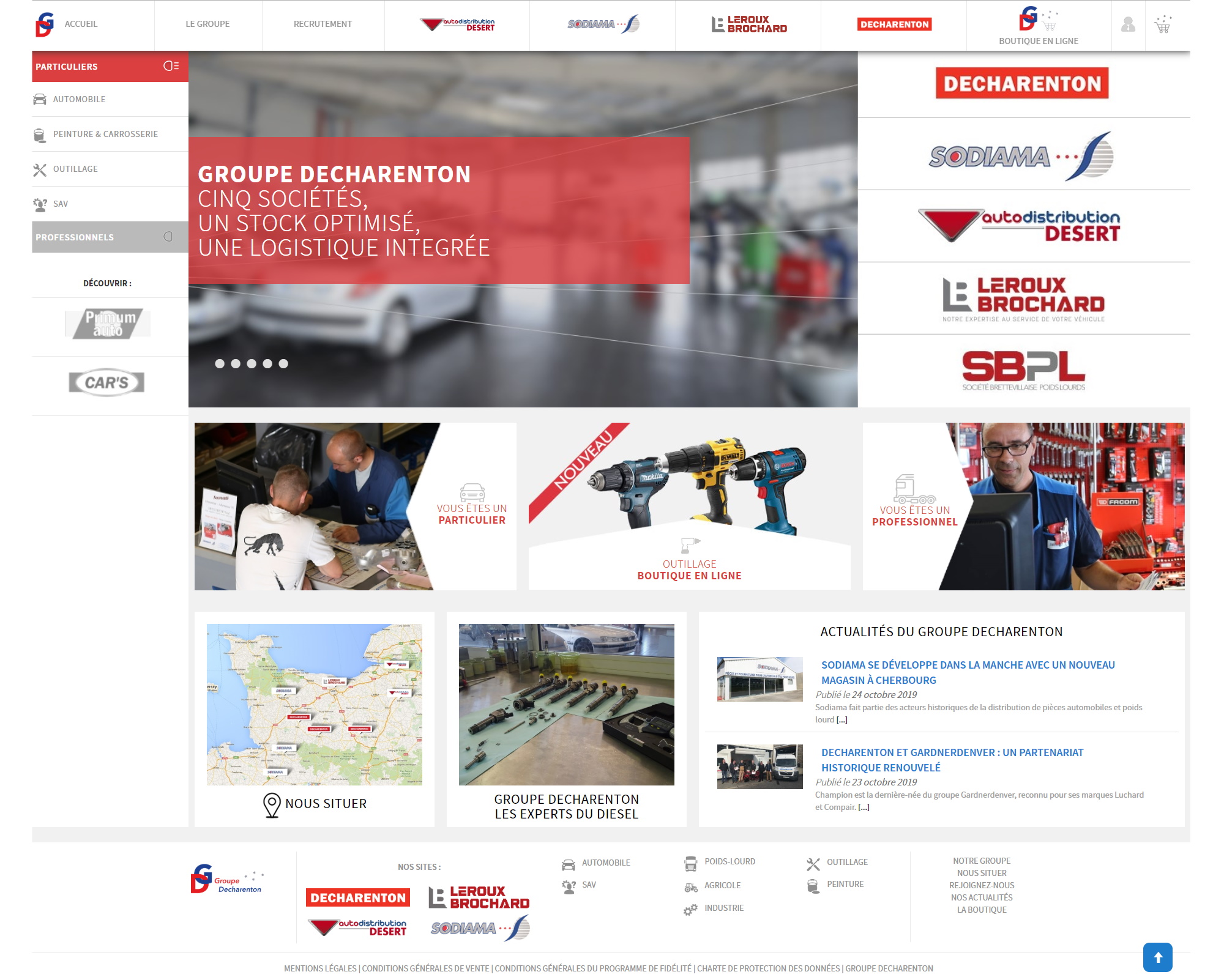 Site e-commerce du groupe Decharenton